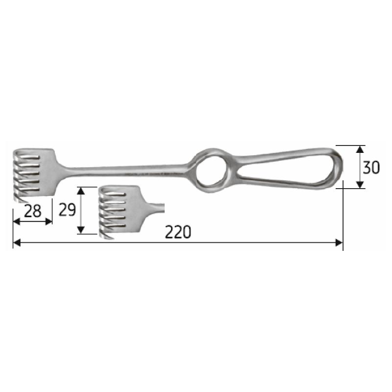 Гачок Ретрактор Surgicon, гострий 22 cм, шести-зубий. J-19-149